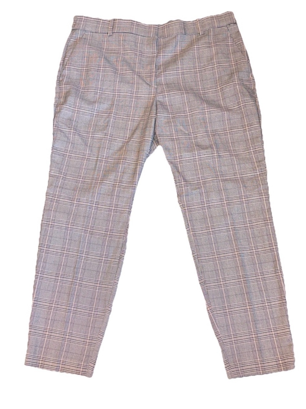 H&M Men's Plaid Dress Pants - Gray with Subtle Pink Stripe